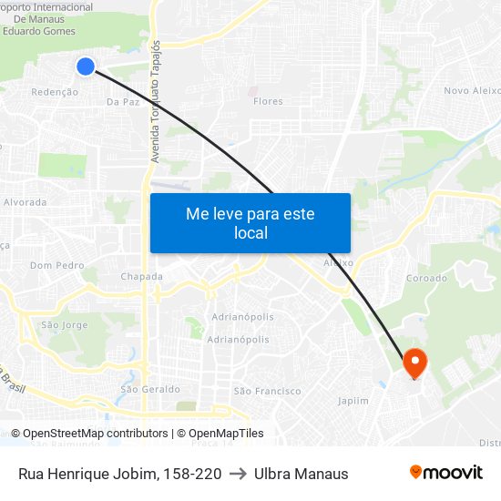 Rua Henrique Jobim, 158-220 to Ulbra Manaus map
