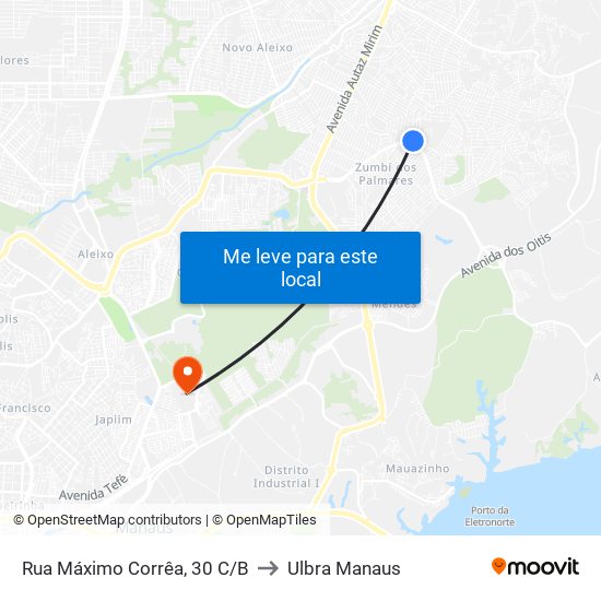 Rua Máximo Corrêa, 30 C/B to Ulbra Manaus map