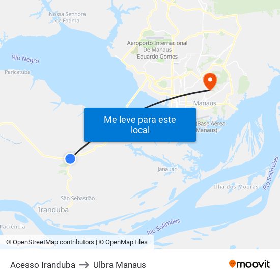 Acesso Iranduba to Ulbra Manaus map