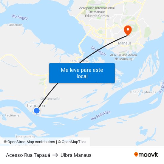Acesso Rua Tapauá to Ulbra Manaus map