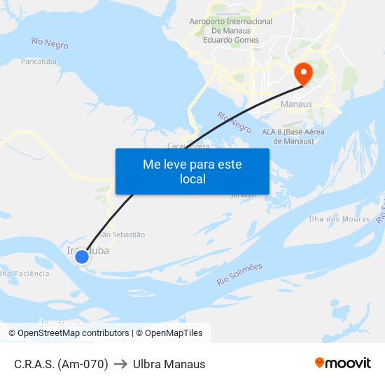 C.R.A.S. (Am-070) to Ulbra Manaus map