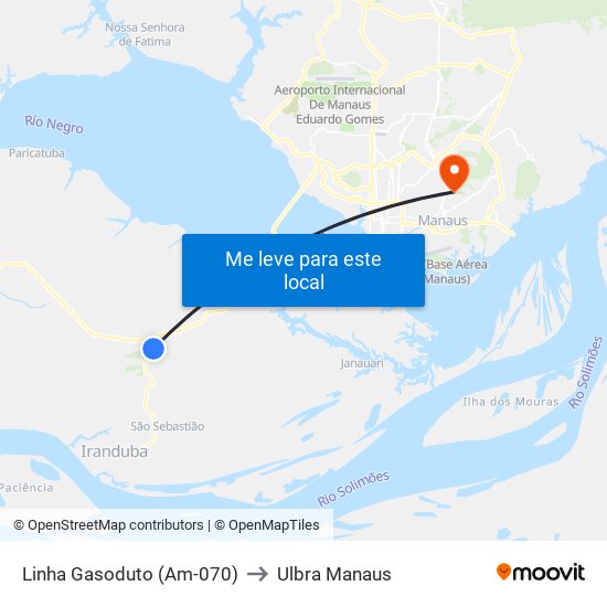 Linha Gasoduto (Am-070) to Ulbra Manaus map