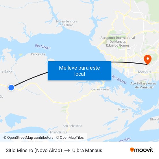 Sítio Mineiro (Novo Airão) to Ulbra Manaus map