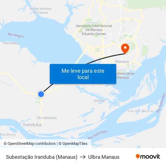 Subestação Iranduba (Manaus) to Ulbra Manaus map