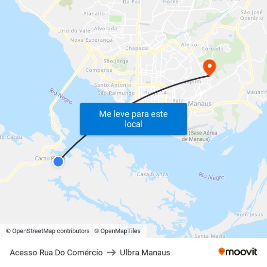 Acesso Rua Do Comércio to Ulbra Manaus map