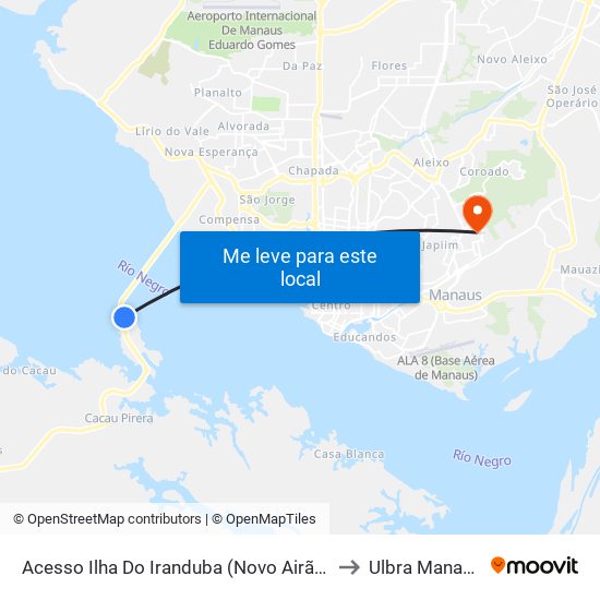 Acesso Ilha Do Iranduba (Novo Airão) to Ulbra Manaus map