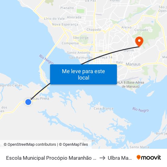 Escola Municipal Procópio Maranhão (Manaus) to Ulbra Manaus map
