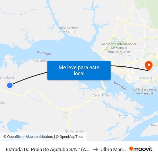 Estrada Da Praia De Açutuba S/Nº (Am-070) to Ulbra Manaus map