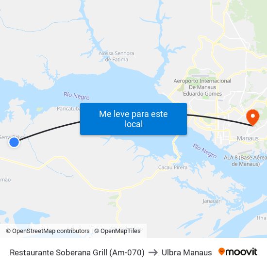 Restaurante Soberana Grill (Am-070) to Ulbra Manaus map