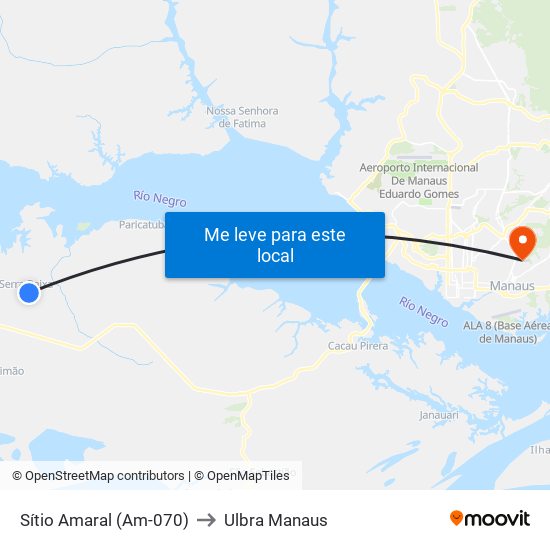 Sítio Amaral (Am-070) to Ulbra Manaus map