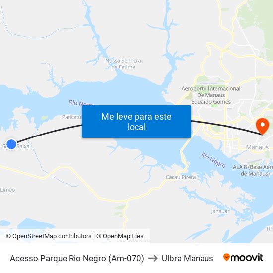 Acesso Parque Rio Negro (Am-070) to Ulbra Manaus map