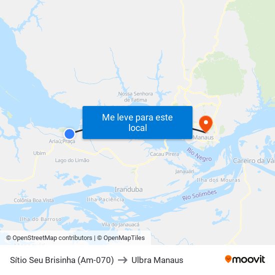 Sítio Seu Brisinha (Am-070) to Ulbra Manaus map