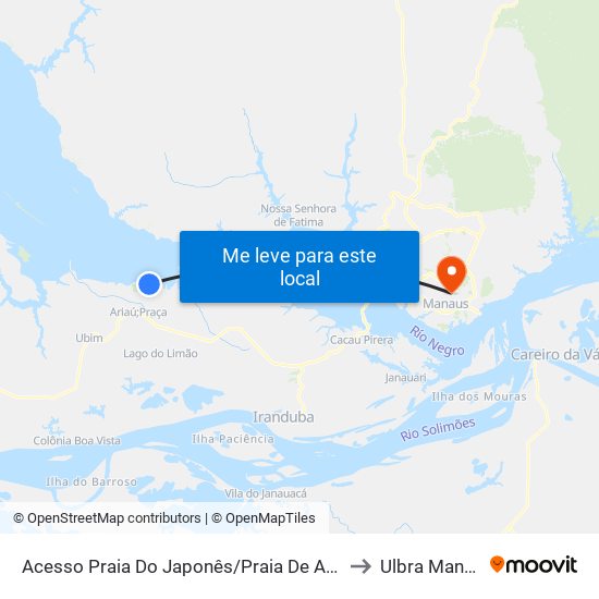 Acesso Praia Do Japonês/Praia De Açutuba to Ulbra Manaus map