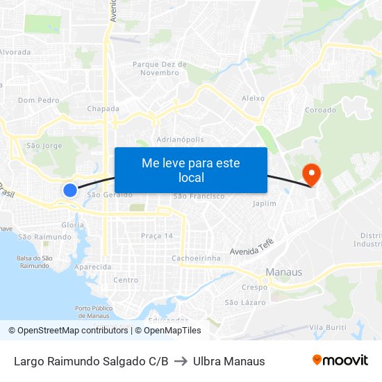 Largo Raimundo Salgado C/B to Ulbra Manaus map