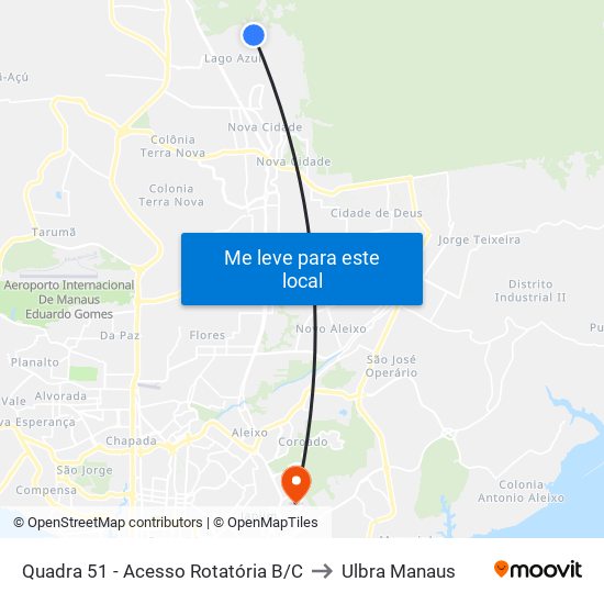Quadra 51 - Acesso Rotatória B/C to Ulbra Manaus map