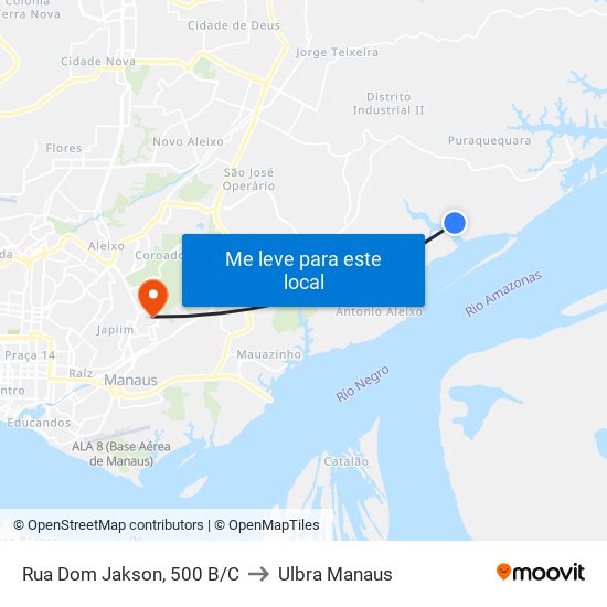 Rua Dom Jakson, 500 B/C to Ulbra Manaus map