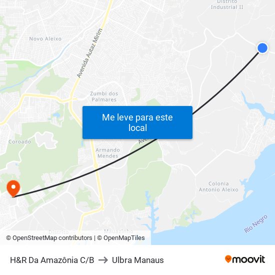 H&R Da Amazônia C/B to Ulbra Manaus map