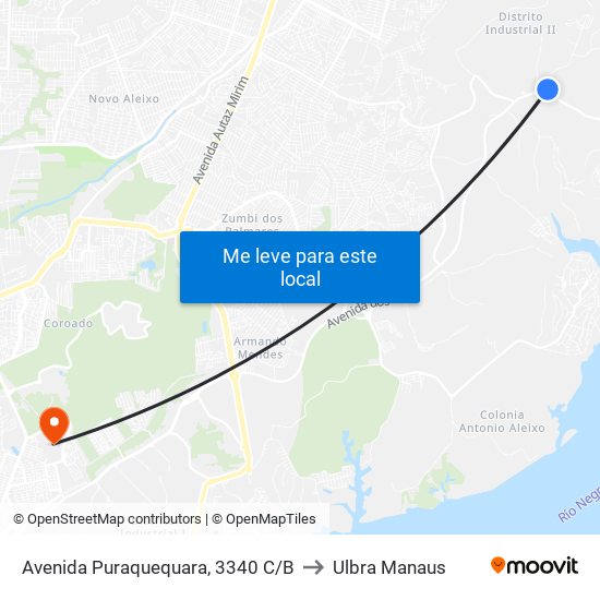 Avenida Puraquequara, 3340 C/B to Ulbra Manaus map