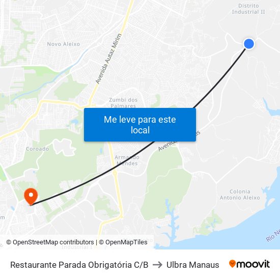 Restaurante Parada Obrigatória C/B to Ulbra Manaus map