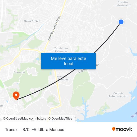 Transzilli B/C to Ulbra Manaus map