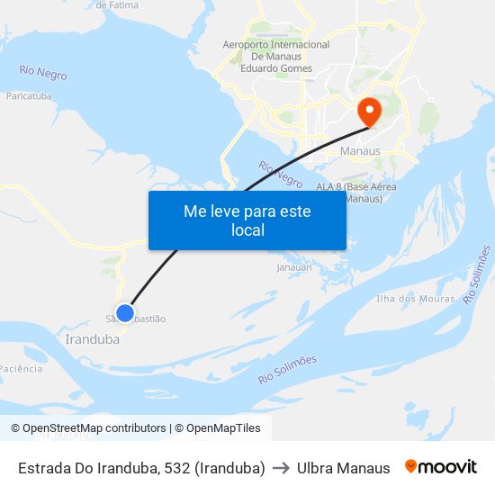 Estrada Do Iranduba, 532 (Iranduba) to Ulbra Manaus map
