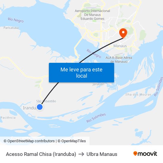 Acesso Ramal Chisa (Iranduba) to Ulbra Manaus map