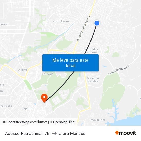 Acesso Rua Janina T/B to Ulbra Manaus map