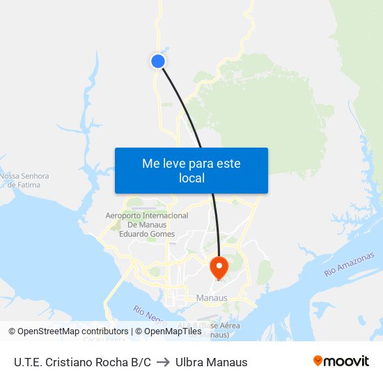 U.T.E. Cristiano Rocha B/C to Ulbra Manaus map