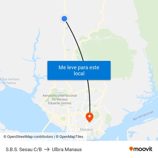 S.B.S. Sesau C/B to Ulbra Manaus map