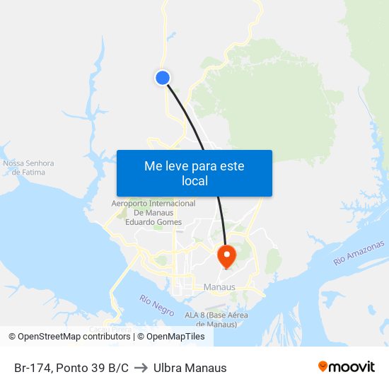 Br-174, Ponto 39 B/C to Ulbra Manaus map