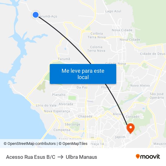 Acesso Rua Esus B/C to Ulbra Manaus map