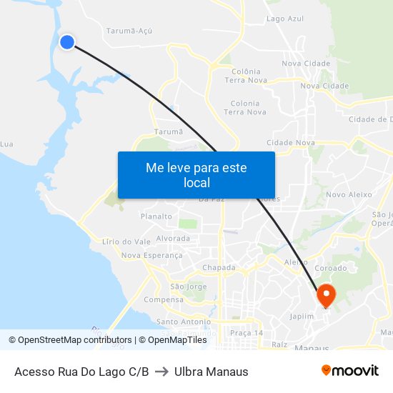 Acesso Rua Do Lago C/B to Ulbra Manaus map