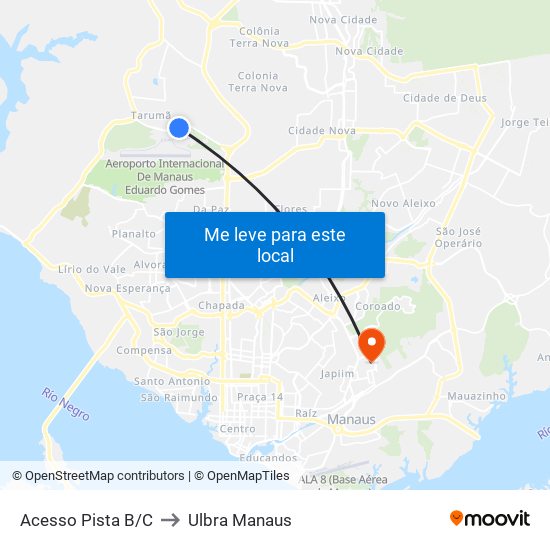 Acesso Pista B/C to Ulbra Manaus map