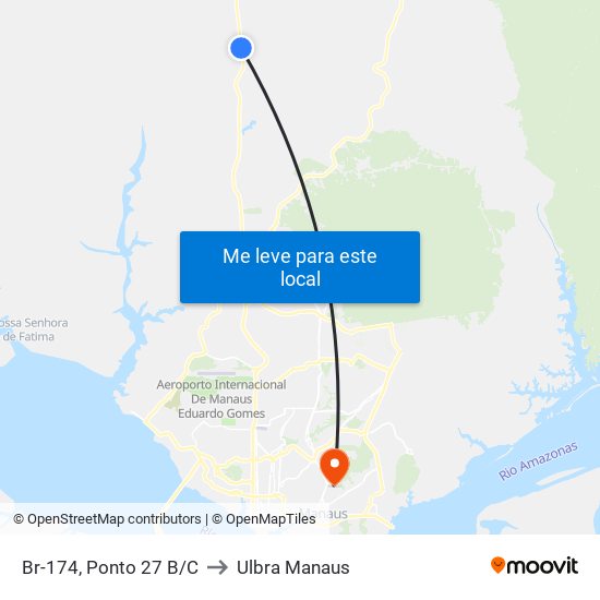 Br-174, Ponto 27 B/C to Ulbra Manaus map