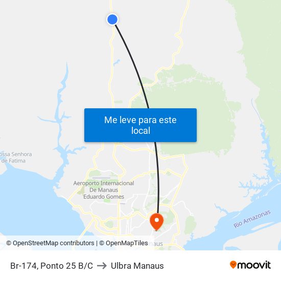 Br-174, Ponto 25 B/C to Ulbra Manaus map