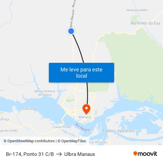 Br-174, Ponto 31 C/B to Ulbra Manaus map