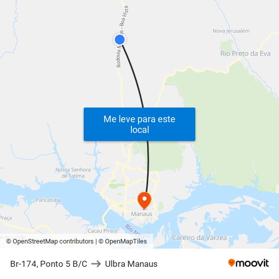 Br-174, Ponto 5 B/C to Ulbra Manaus map