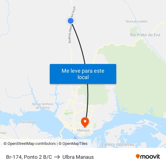 Br-174, Ponto 2 B/C to Ulbra Manaus map