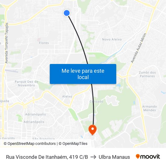 Rua Visconde De Itanhaém, 419 C/B to Ulbra Manaus map