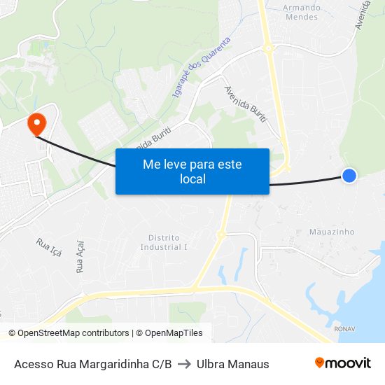 Acesso Rua Margaridinha C/B to Ulbra Manaus map