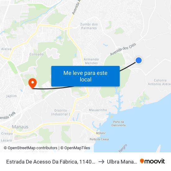 Estrada De Acesso Da Fábrica, 1140 C/B to Ulbra Manaus map