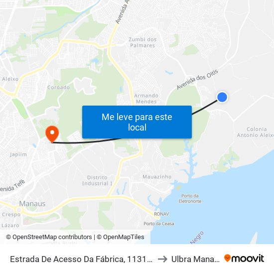 Estrada De Acesso Da Fábrica, 1131 B/C to Ulbra Manaus map