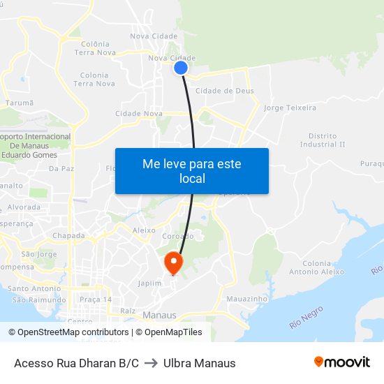 Acesso Rua Dharan B/C to Ulbra Manaus map