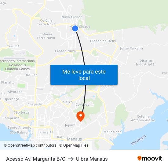 Acesso Av. Margarita B/C to Ulbra Manaus map