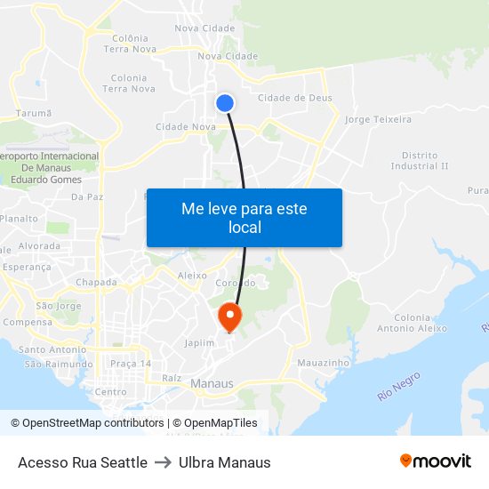 Acesso Rua Seattle to Ulbra Manaus map