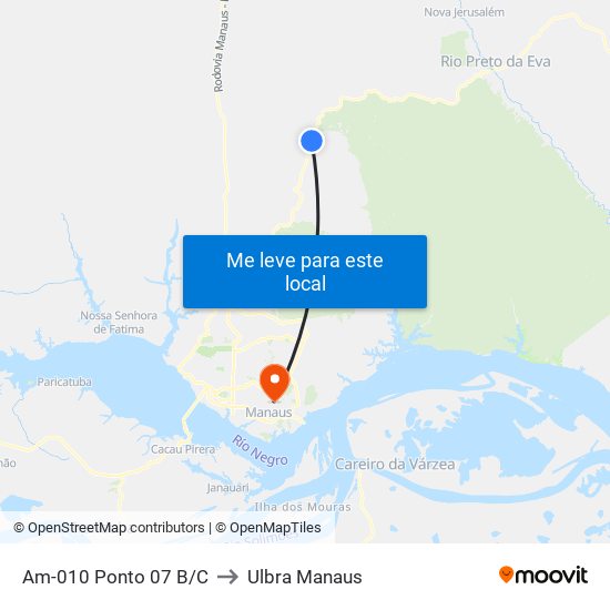Am-010 Ponto 07 B/C to Ulbra Manaus map