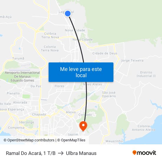 Ramal Do Acará, 1 T/B to Ulbra Manaus map