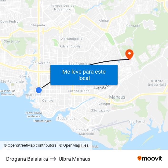 Drogaria Balalaika to Ulbra Manaus map