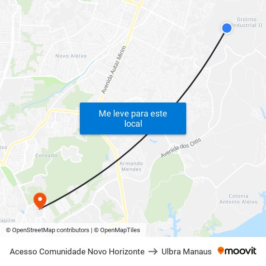 Acesso Comunidade Novo Horizonte to Ulbra Manaus map
