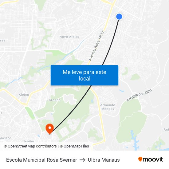 Escola Municipal Rosa Sverner to Ulbra Manaus map